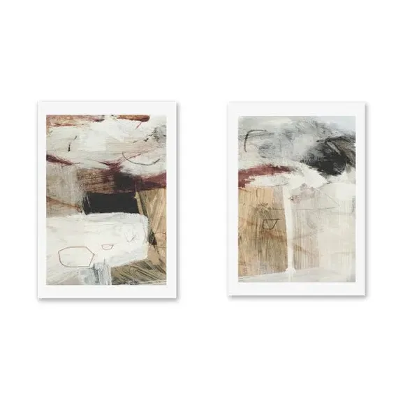 Set of 2 Abstract Wall Prints - Natural Tones