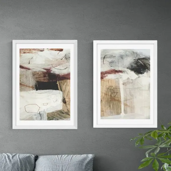 Set of 2 Abstract Wall Prints - Natural Tones