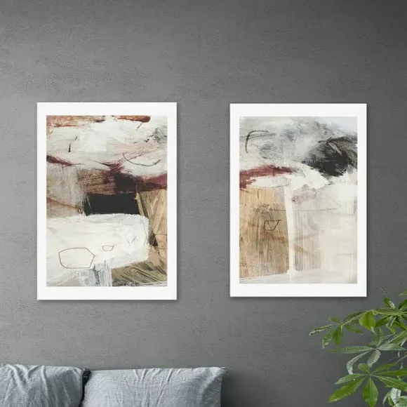Set of 2 Abstract Wall Prints - Natural Tones image