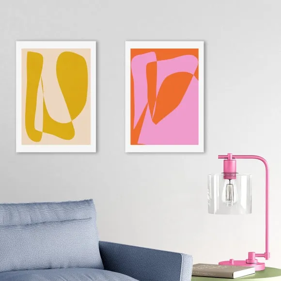 Set of 2 Abstract Wall Prints - Pink, Paper