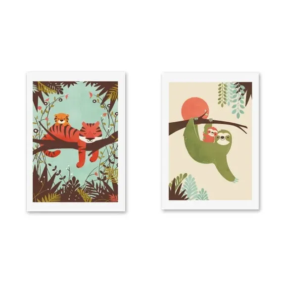 Set of 2 Animal Wall Prints - Multicolor