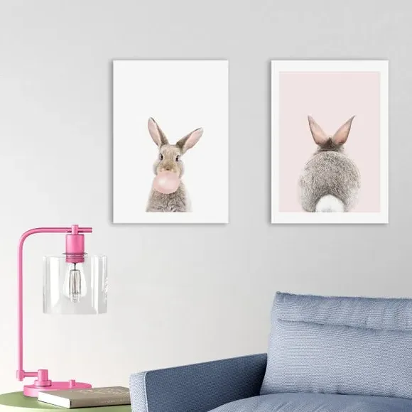 Set of 2 Baby Bunny Prints - Pink image
