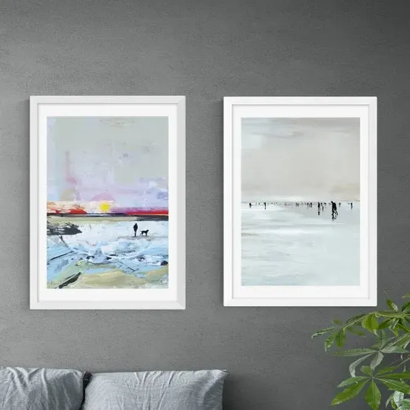 Set of 2 Beach Walk Prints - Natural, Paper