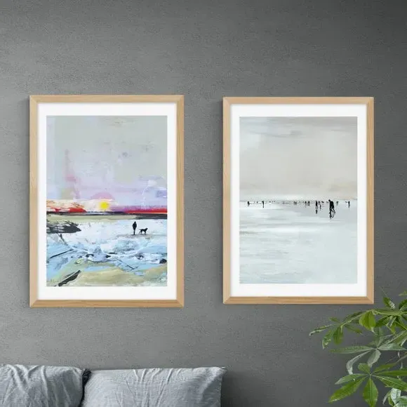 Set of 2 Beach Walk Prints - Natural, Paper