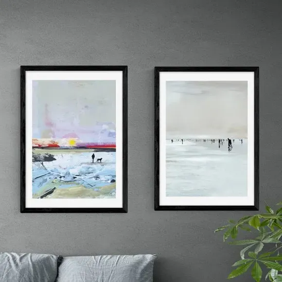 Set of 2 Beach Walk Prints - Natural, Paper