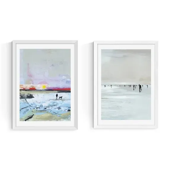 Set of 2 Beach Walk Prints - Natural, Paper