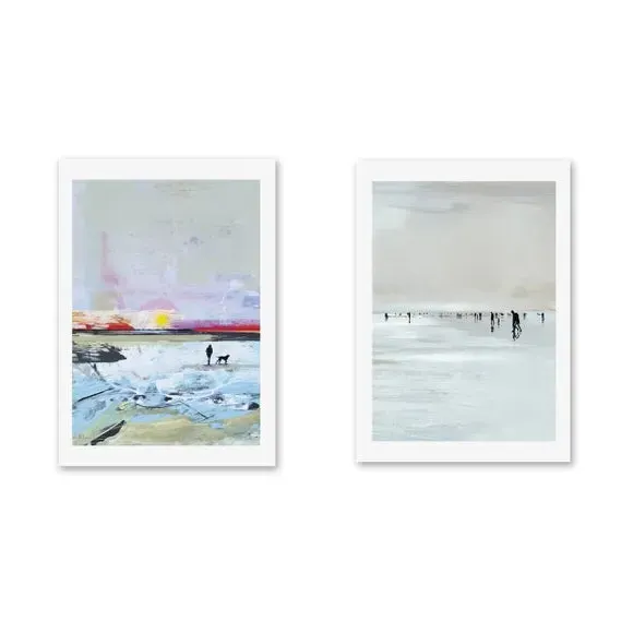 Set of 2 Beach Walk Prints - Natural, Paper