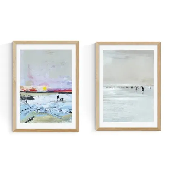 Set of 2 Beach Walk Prints - Natural, Paper