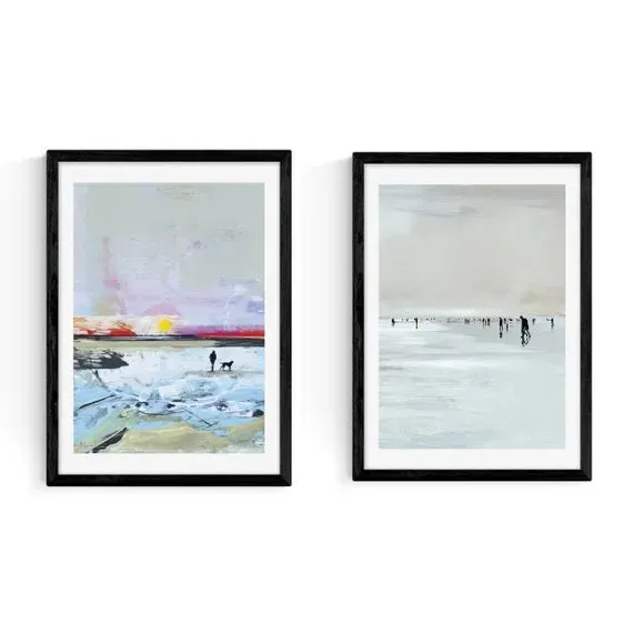 Set of 2 Beach Walk Prints - Natural, Paper