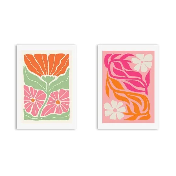 Set of 2 Botanical Prints - Pink, Paper