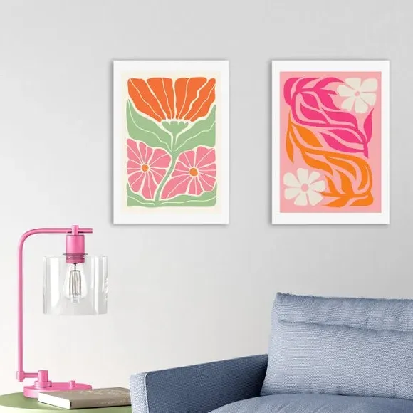 Set of 2 Botanical Prints - Pink, Paper image