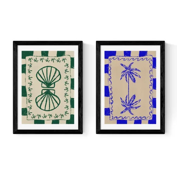 Set of 2 Coastal Prints - Blue, Paper