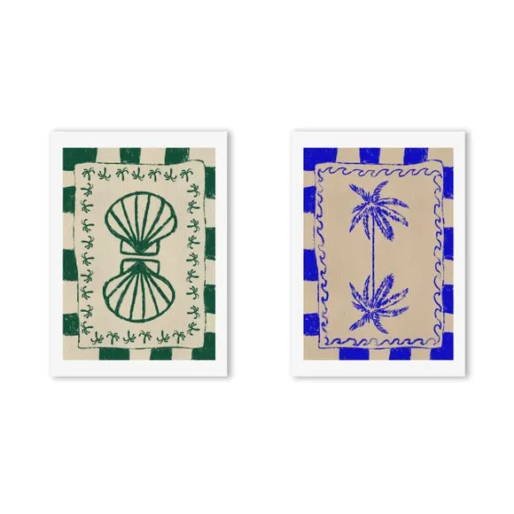Set of 2 Coastal Prints - Blue, Paper