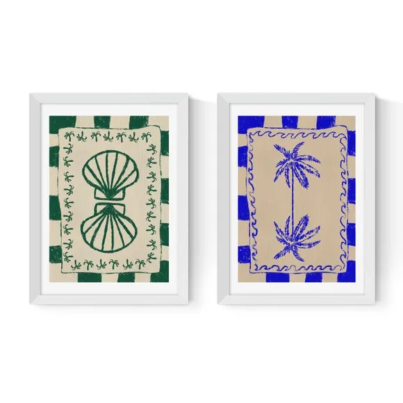 Set of 2 Coastal Prints - Blue, Paper
