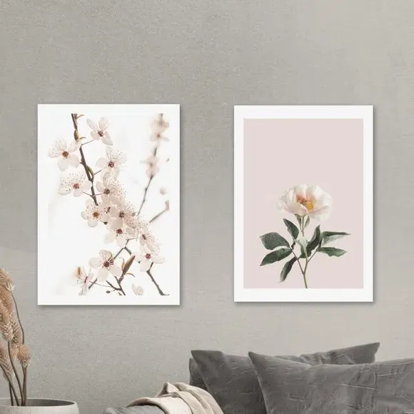 Set of 2 Delicate Floral Prints - Pink image