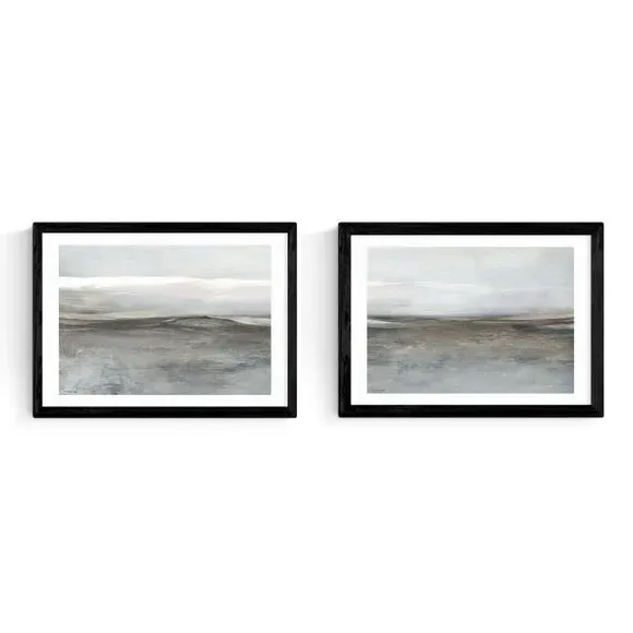 Set of 2 Landscape Prints - Brown, Paper