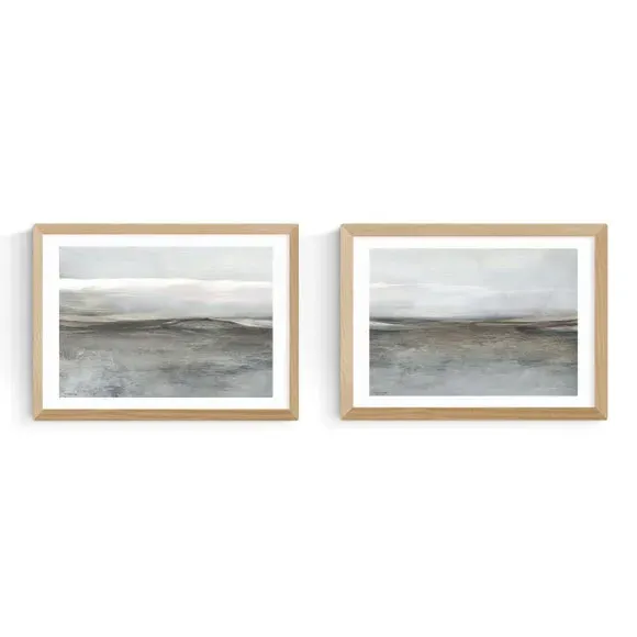 Set of 2 Landscape Prints - Brown, Paper