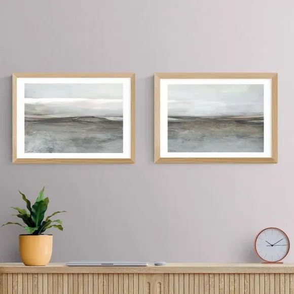 Set of 2 Landscape Prints - Brown, Paper
