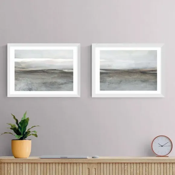 Set of 2 Landscape Prints - Brown, Paper