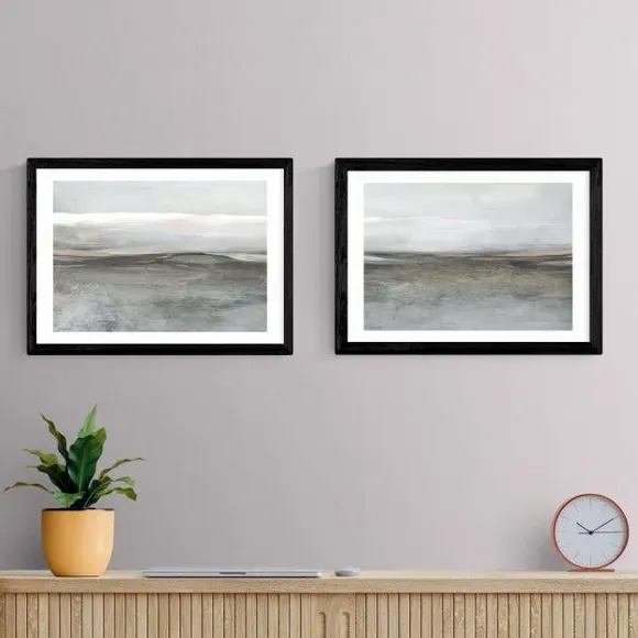 Set of 2 Landscape Prints - Brown, Paper