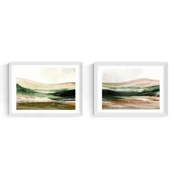 Set of 2 Landscape Prints - Green