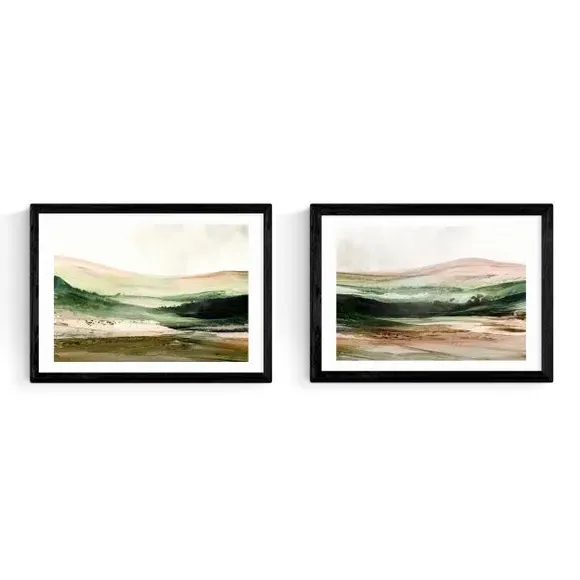 Set of 2 Landscape Prints - Green