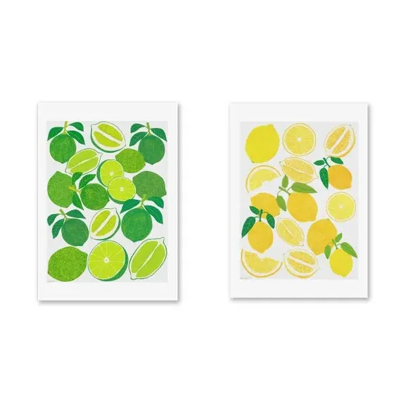 Set of 2 Lemon & Lime Wall Prints - Multicolor