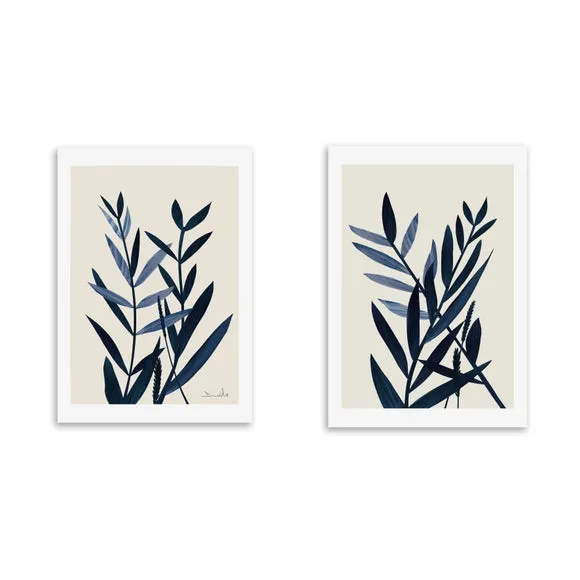 Set of 2 Plant Prints - Blue, Paper
