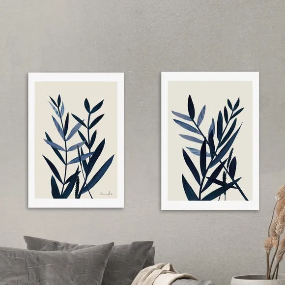 Set of 2 Plant Prints - Blue, Paper image
