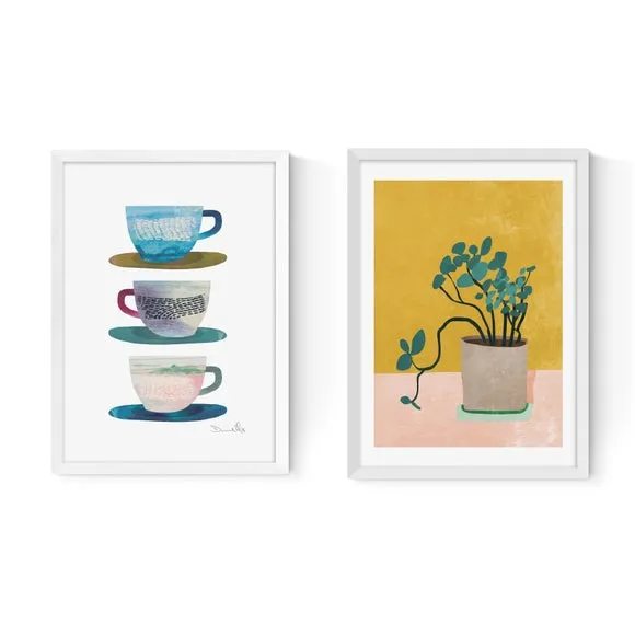 Set of 2 Wall Prints Abstract - Multicolor