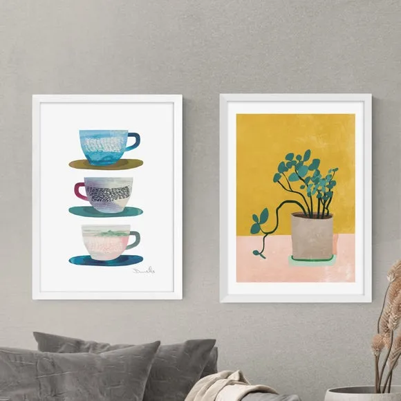 Set of 2 Wall Prints Abstract - Multicolor