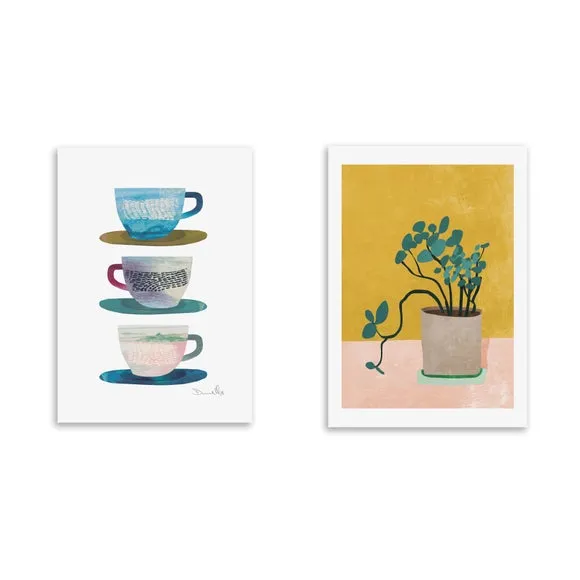 Set of 2 Wall Prints Abstract - Multicolor