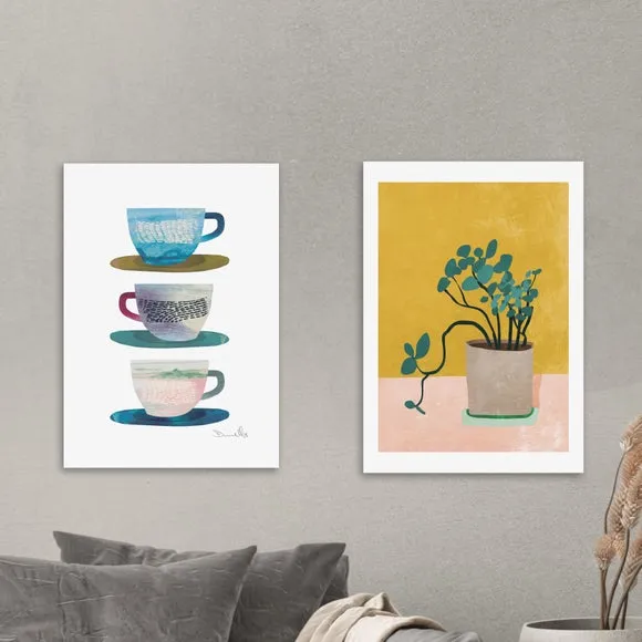 Set of 2 Wall Prints Abstract - Multicolor image