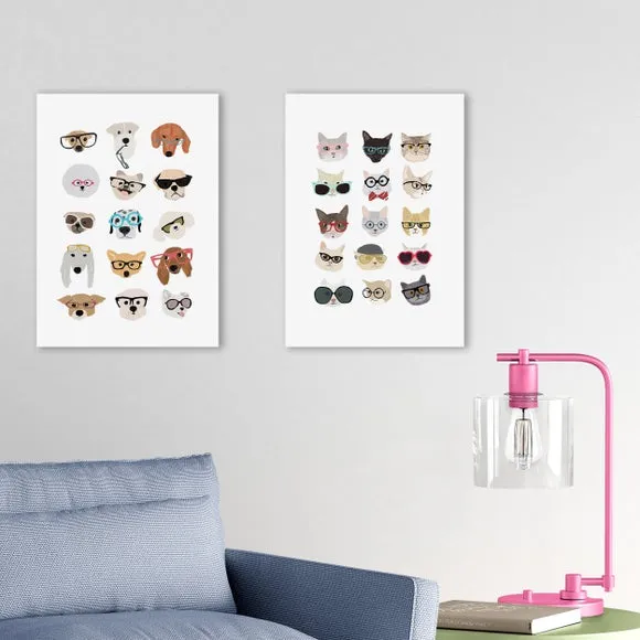 Set of 2 Wall Prints Cats & Dogs - Multicolor image