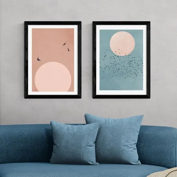 Set of 2 Wall Prints Coastal Style - Multicolor