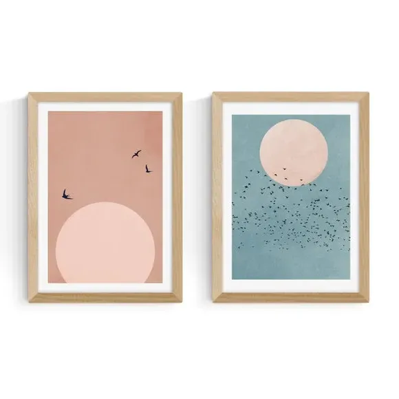 Set of 2 Wall Prints Coastal Style - Multicolor
