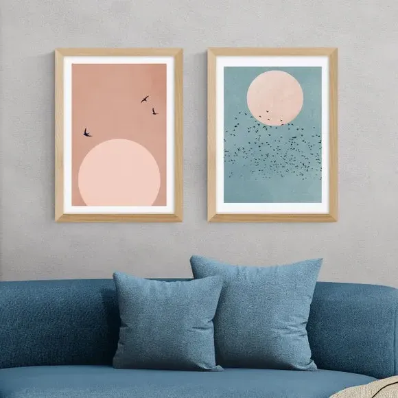 Set of 2 Wall Prints Coastal Style - Multicolor