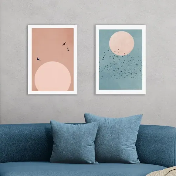 Set of 2 Wall Prints Coastal Style - Multicolor image