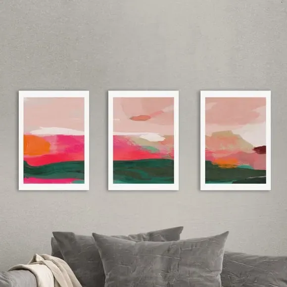 Set of 3 Abstract Gallery Wall Prints - Pink image