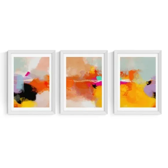 Set of 3 Gallery Wall Framed Prints - Yellow