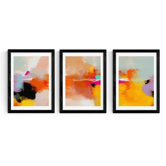 Set of 3 Gallery Wall Framed Prints - Yellow