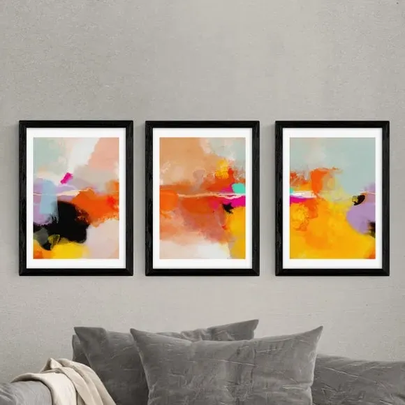 Set of 3 Gallery Wall Framed Prints - Yellow