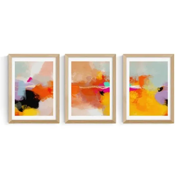 Set of 3 Gallery Wall Framed Prints - Yellow
