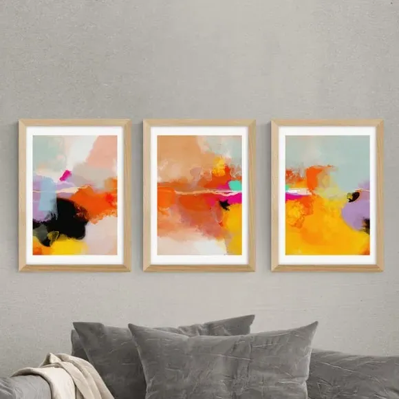 Set of 3 Gallery Wall Framed Prints - Yellow