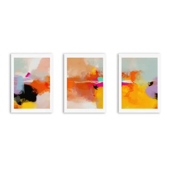 Set of 3 Gallery Wall Framed Prints - Yellow