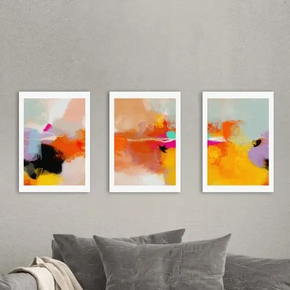Set of 3 Gallery Wall Framed Prints - Yellow image