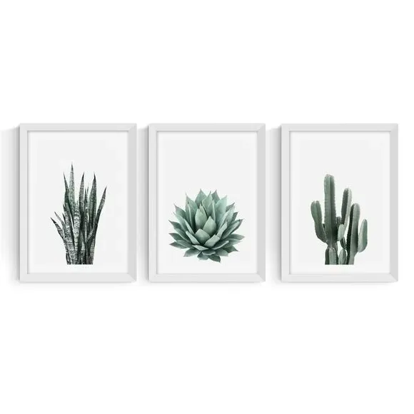 Set of 3 Succulent Wall Prints - Green