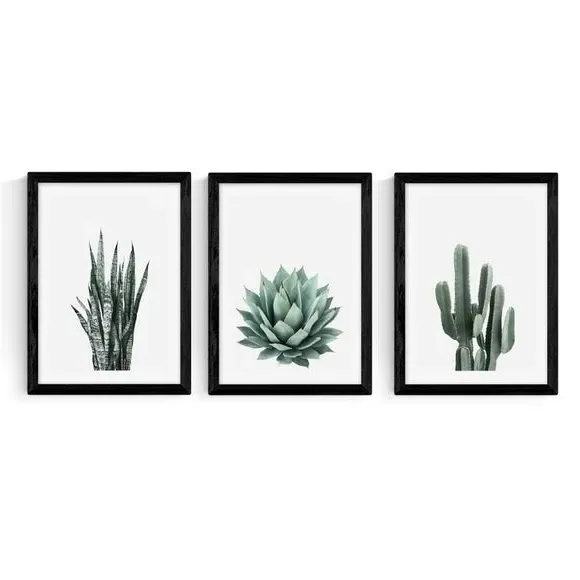 Set of 3 Succulent Wall Prints - Green