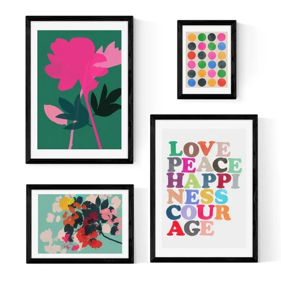 Set of 4 Abstract Art Prints - Multicolor