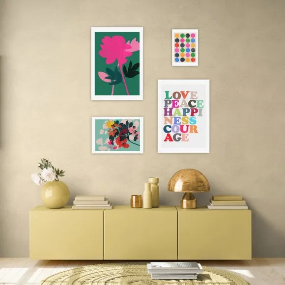 Set of 4 Abstract Art Prints - Multicolor